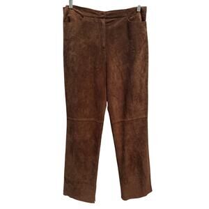 Vintage Kenneth Cole reaction suede leather reto brown high rise lined pants 10